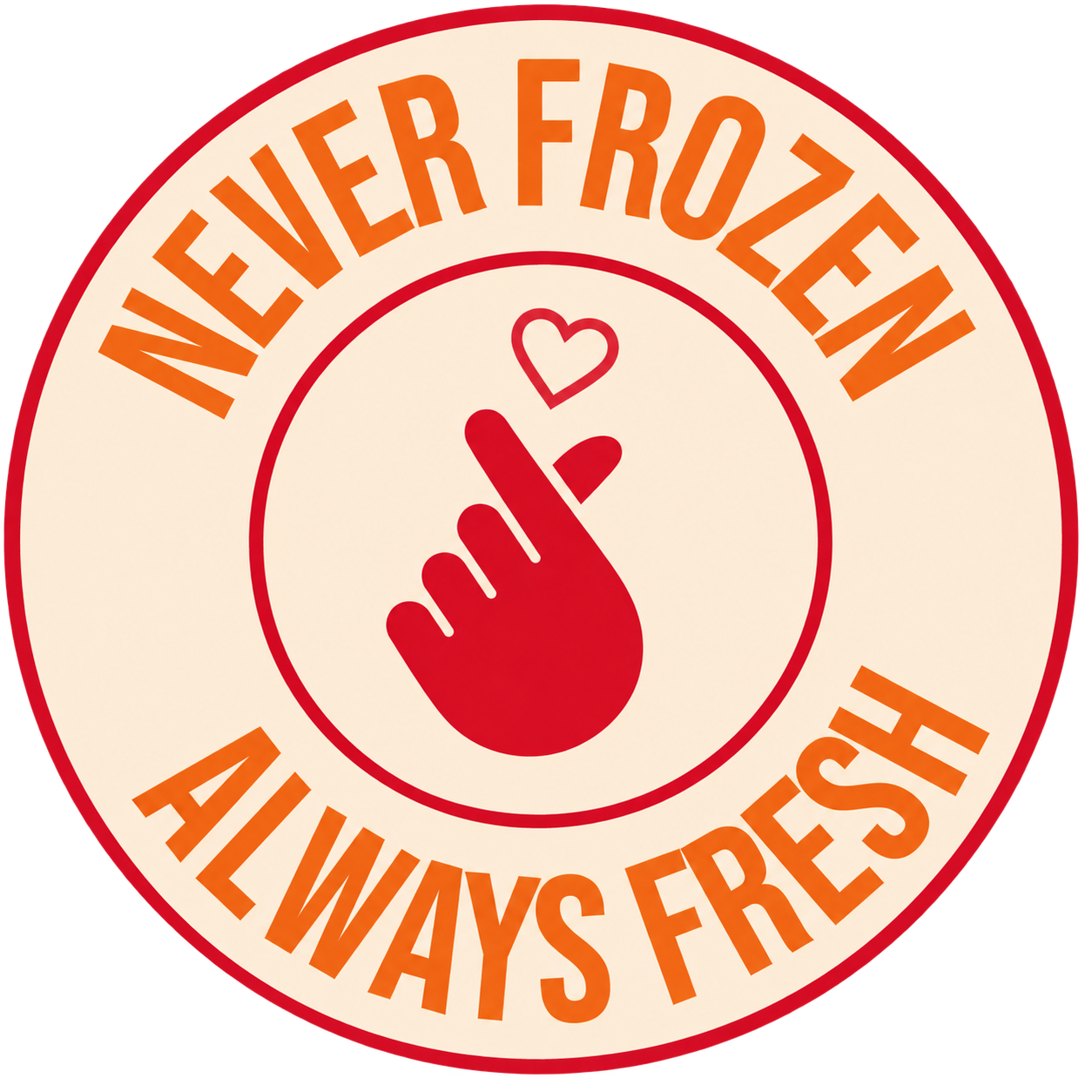 Never frozen, always fresh — LIKE brand seal
